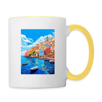 Ponza Italy Vintage Travel Poster WPA Art Souvenir - Contrasting Mug - white/yellow - Right