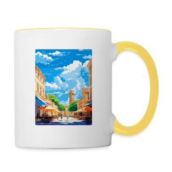 Nîmes Frankreich Vintage Reiseplakat WPA Souvenir - Tasse zweifarbig - Weiß/Gelb - Rechts