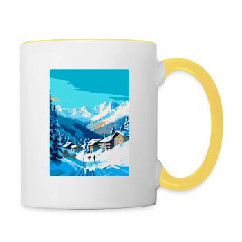 Les Arcs France Vintage Travel Poster Souvenir WPA - Contrasting Mug - white/yellow - Right