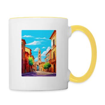 Parma Italien Vintage Reiseplakat WPA Kunst Souvenir - Tasse zweifarbig - Weiß/Gelb - Rechts