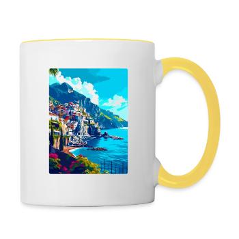 Amalfi Italie Affiche de voyage vintage WPA Souvenir - Mug contrasté - blanc/jaune - Droite