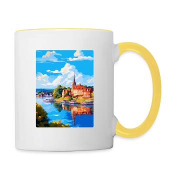 Souvenir de l’affiche de voyage vintage Naantali Finlande - Mug contrasté - blanc/jaune - Droite