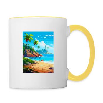 Jamaica Caribbean Vintage Travel Poster Souvenir - Contrasting Mug - white/yellow - Right