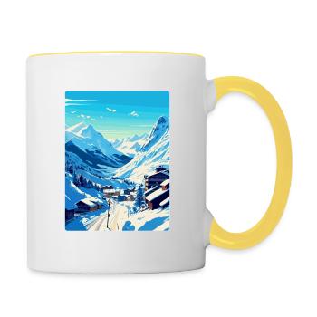 Obergurgl Autriche Affiche de voyage vintage souvenir - Mug contrasté - blanc/jaune - Droite