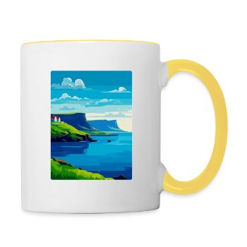 Îles Féroé Danemark Affiche de voyage vintage WPA - Mug contrasté - blanc/jaune - Droite