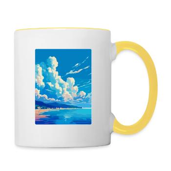 Côte D Azur Frankreich Côte d'Azur Frankreich Poster - Tasse zweifarbig - Weiß/Gelb - Rechts