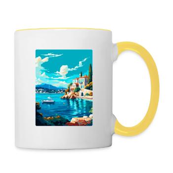 Skiathos Grèce Affiche de voyage vintage Souvenir WPA - Mug contrasté - blanc/jaune - Droite