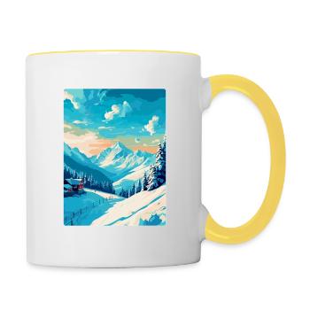 St. Anton am Arlberg Österreich Vintage Reiseplakat - Tasse zweifarbig - Weiß/Gelb - Rechts