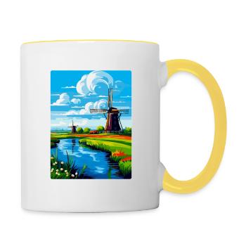 Netherlands Vintage Travel Poster WPA Art Souvenir - Contrasting Mug - white/yellow - Right