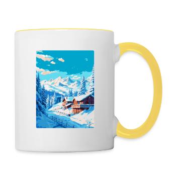 Méribel France Affiche de voyage vintage Souvenir WPA - Mug contrasté - blanc/jaune - Droite