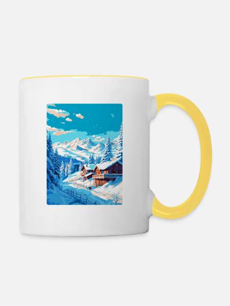 Méribel France Affiche de voyage vintage Souvenir WPA - Mug contrasté - blanc/jaune