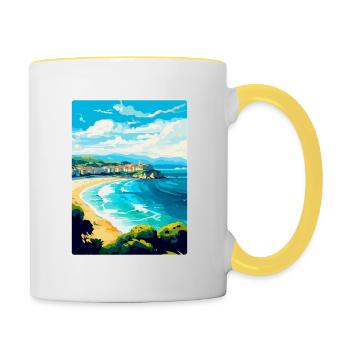 San Sebastian Spain Vintage Travel Poster Souvenir - Contrasting Mug - white/yellow - Right