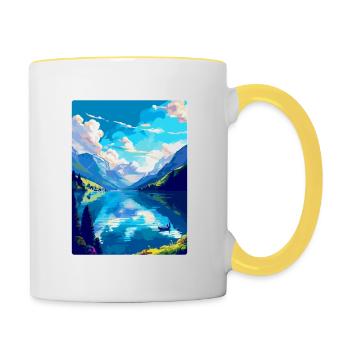 Lac des Quatre-Cantons, Suisse, Affiche de voyage vintage WPA - Mug contrasté - blanc/jaune - Droite