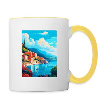Kefalonia Griechenland Vintage Reiseplakat Souvenir - Tasse zweifarbig - Weiß/Gelb - Rechts