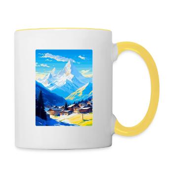 Chamonix France Vintage Travel Poster Souvenir WPA - Contrasting Mug - white/yellow - Right