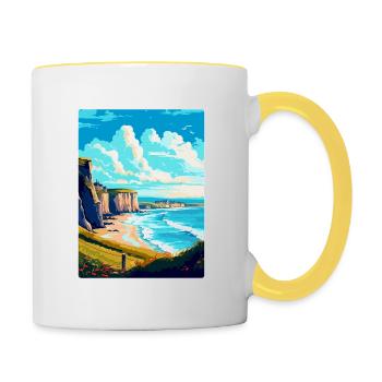 Normandie France Affiche de voyage vintage Souvenir WPA - Mug contrasté - blanc/jaune - Droite