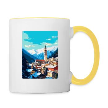 Badgastein Autriche Affiche de voyage vintage souvenir - Mug contrasté - blanc/jaune - Droite
