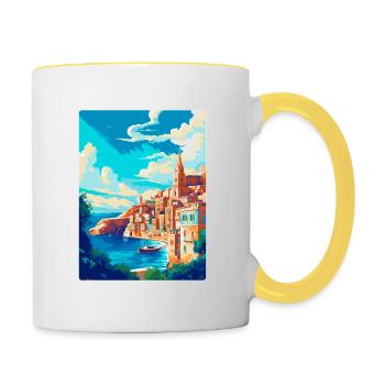 Valletta Malta Vintage Travel Poster Souvenir WPA - Contrasting Mug - white/yellow - Right