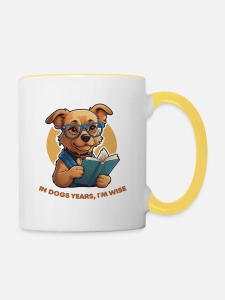 Hunde-Weisheit - Tasse zweifarbig - Weiß/Gelb
