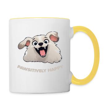 Glück Hündchen - Tasse zweifarbig - Weiß/Gelb - Rechts