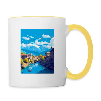 Sarajevo Bosnie-Herzégovine Affiche de voyage vintage - Mug contrasté - blanc/jaune - Droite