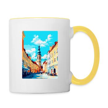 Ceske Budejovice République tchèque Affiche - Mug contrasté - blanc/jaune - Droite
