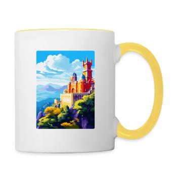 Sintra Portugal Affiche de voyage vintage Souvenir WPA - Mug contrasté - blanc/jaune - Droite