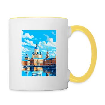 Helsinki Finlande Affiche de voyage vintage souvenir - Mug contrasté - blanc/jaune - Droite