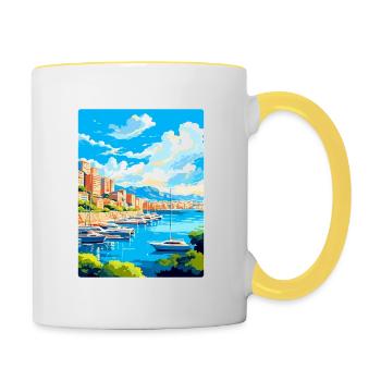 Monaco French Riviera France Vintage Travel Poster - Contrasting Mug - white/yellow - Right