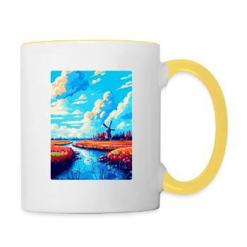 Souvenir d’affiche de voyage vintage Lisse Pays-Bas - Mug contrasté - blanc/jaune - Droite