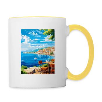 Croatie Vintage Voyage Poster Souvenir Souvenir - Mug contrasté - blanc/jaune - Droite