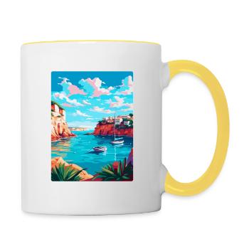 Menorca Spain Vintage Travel Poster WPA Souvenir - Contrasting Mug - white/yellow - Right