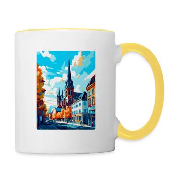 Darmstadt Germany Vintage Travel Poster Souvenir - Contrasting Mug - white/yellow - Right