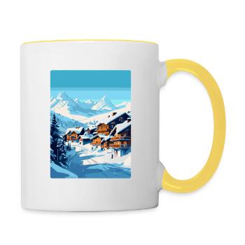 Val Thorens France Vintage Travel Poster Souvenir - Contrasting Mug - white/yellow - Right