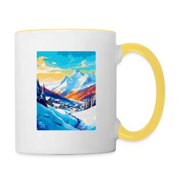 Les Arcs France Vintage Travel Poster Souvenir WPA - Contrasting Mug - white/yellow - Right