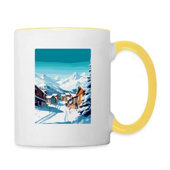 Val Thorens France Vintage Travel Poster Souvenir - Contrasting Mug - white/yellow - Right