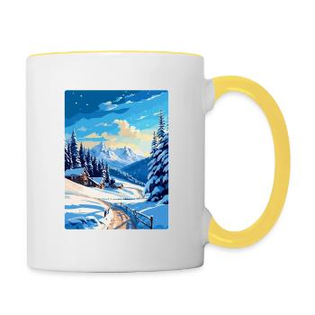 Reiteralm Autriche Affiche de voyage vintage souvenir - Mug contrasté - blanc/jaune - Droite