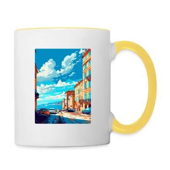 Trieste Italie Affiche de voyage vintage WPA Souvenir - Mug contrasté - blanc/jaune - Droite