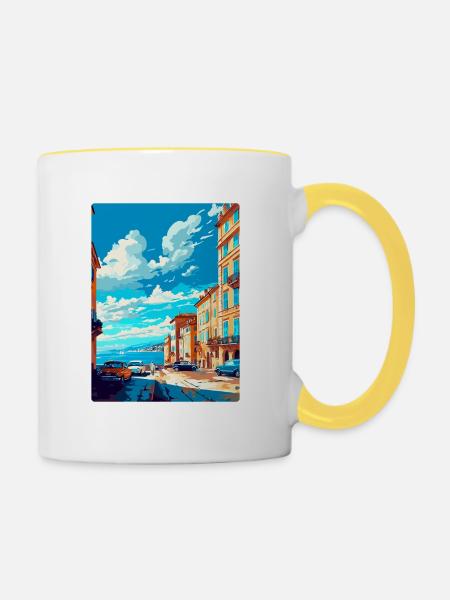 Triest Italien Vintage Reiseposter WPA Souvenir - Tasse zweifarbig - Weiß/Gelb
