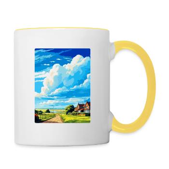 Nouvelle affiche de voyage vintage de Romney Angleterre au Royaume-Uni WPA - Mug contrasté - blanc/jaune - Droite