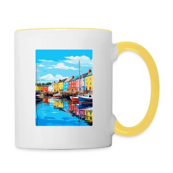 Plymouth Angleterre Royaume-Uni Affiche de voyage vintage souvenir - Mug contrasté - blanc/jaune - Droite