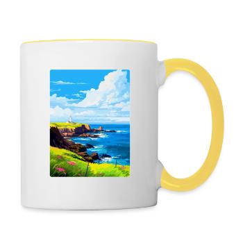 Lizard Point England Uk Vintage Travel Poster WPA - Contrasting Mug - white/yellow - Right