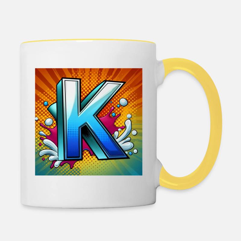 K - Tasse zweifarbig - Weiß/Gelb
