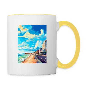 Hove England Uk Vintage Reiseplakat Souvenir WPA - Tasse zweifarbig - Weiß/Gelb - Rechts