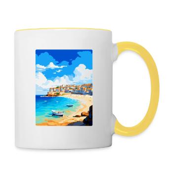 St Ives Cornwall England Uk Vintage Travel Poster - Contrasting Mug - white/yellow - Right