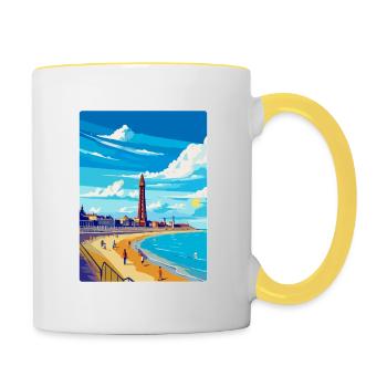 Blackpool Uk Vintage Reiseposter WPA Souvenir - Tasse zweifarbig - Weiß/Gelb - Rechts