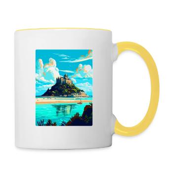 St Michaels Mount England Uk Reiseposter WPA - Tasse zweifarbig - Weiß/Gelb - Rechts