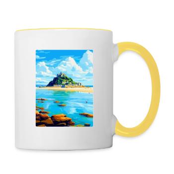 Marazion Cornwall England Uk Travel Poster WPA - Contrasting Mug - white/yellow - Right