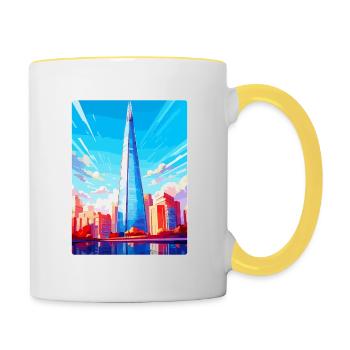 The Shard Angleterre Royaume-Uni Affiche de voyage Souvenir WPA - Mug contrasté - blanc/jaune - Droite