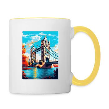 Tower Bridge Angleterre Royaume-Uni Affiche de voyage Souvenir WPA - Mug contrasté - blanc/jaune - Droite